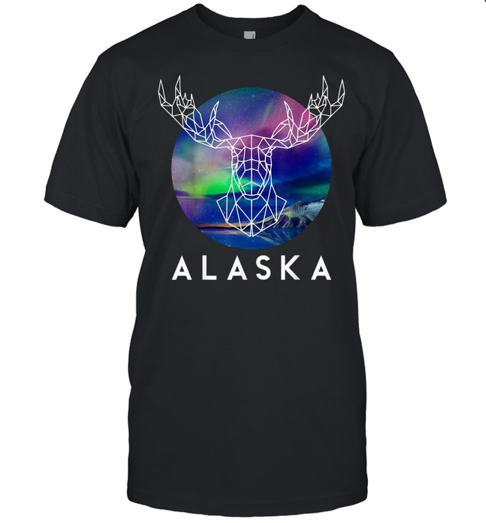 North Pole Geometric Aurora Alaska Moose shirt