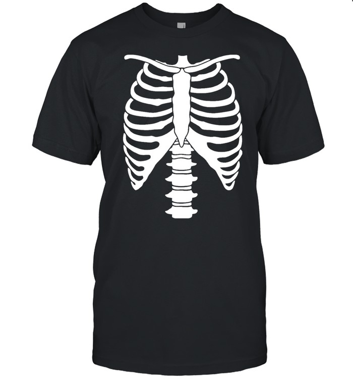 skeleton halloween skeleton rib cage xray front and back print easy costume black shirt