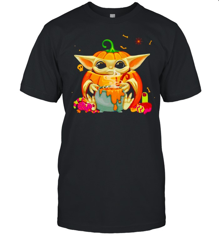 Baby Yoda pumpkin witch Halloween shirt