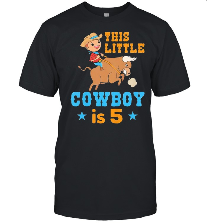 Kids Bull Riding Birthday Boy 5Th Western Cowboy Rodeo 5 Years Old shirt