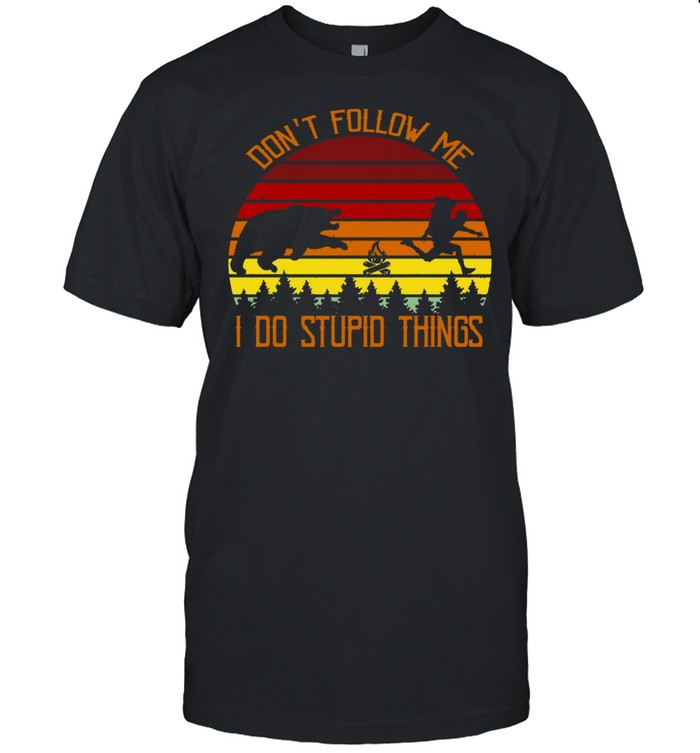 Rhino Don’t Follow Me I Do Stupid Things Vintage Retro T-shirt