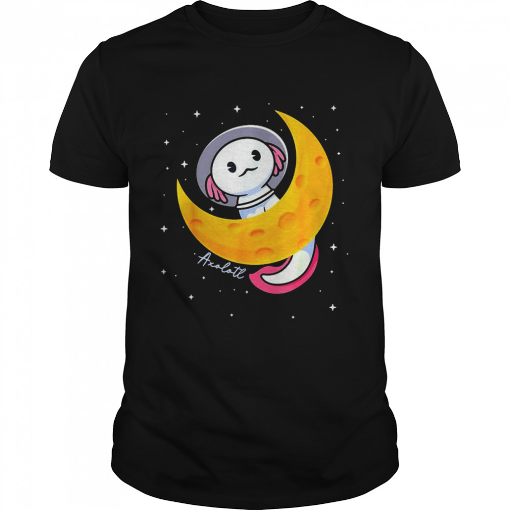 Kawaii Axolotl Japan Anime Comic Pastel Goth Space Moon T-shirt