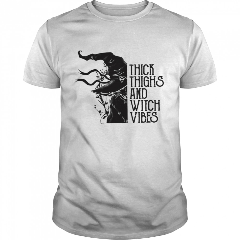 Black Cat thick thighs and witch vibes Halloween shirt Classic Men's T-shirt