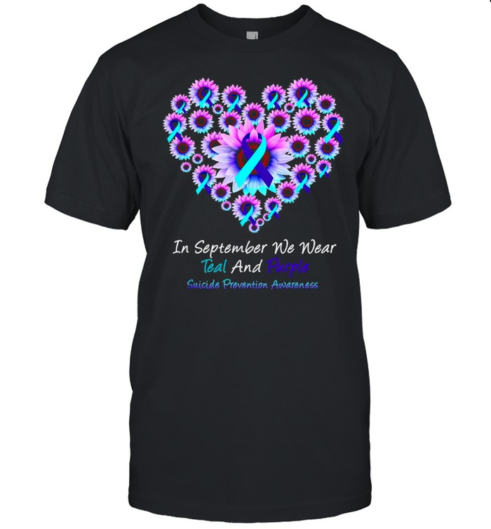 Flower In September We Wear Teal And Purple For Suicide Prevention Awareness T-shirt Classic Men's T-shirt
