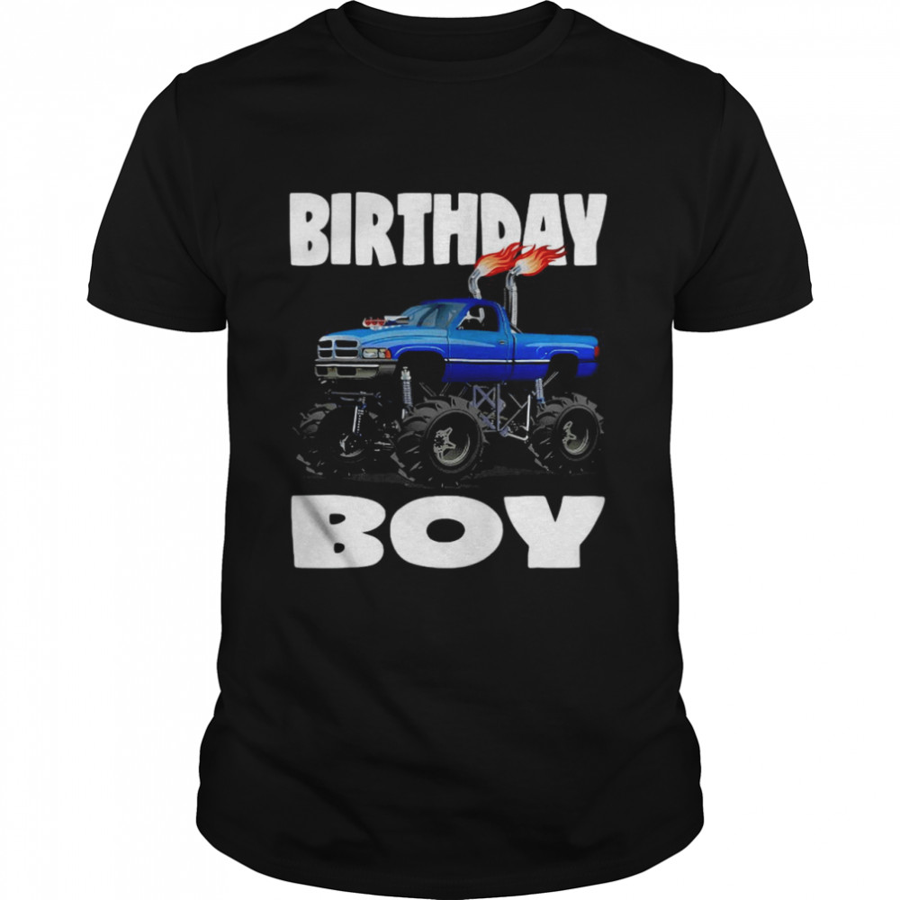 Birthday Boy Fire Monster Truck Party Kids Boys T-shirt