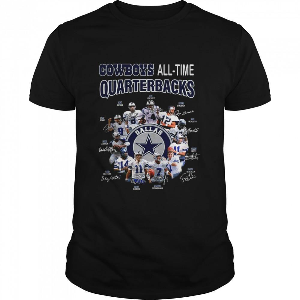 Dallas Cowboys All-Time Quarterbacks signatures shirt