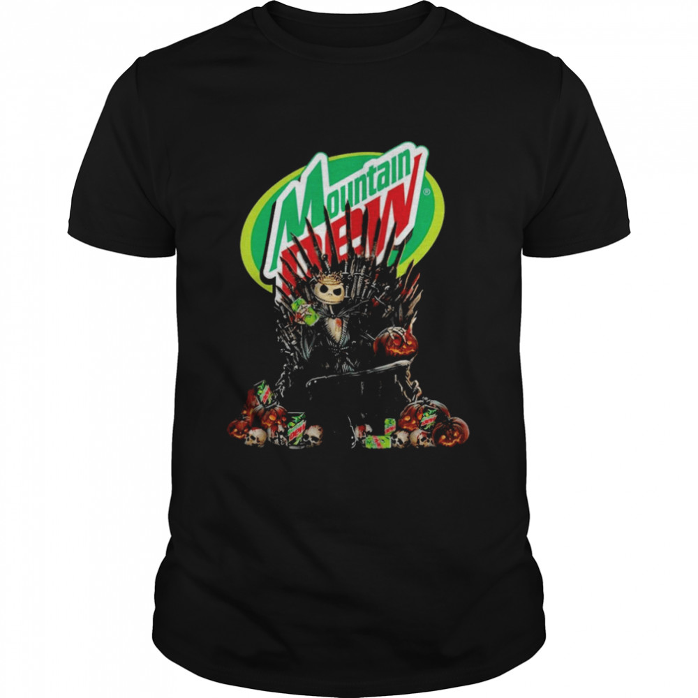 Jack Skellington Iron Throne With Mountain Dew Logo Halloween Shirt