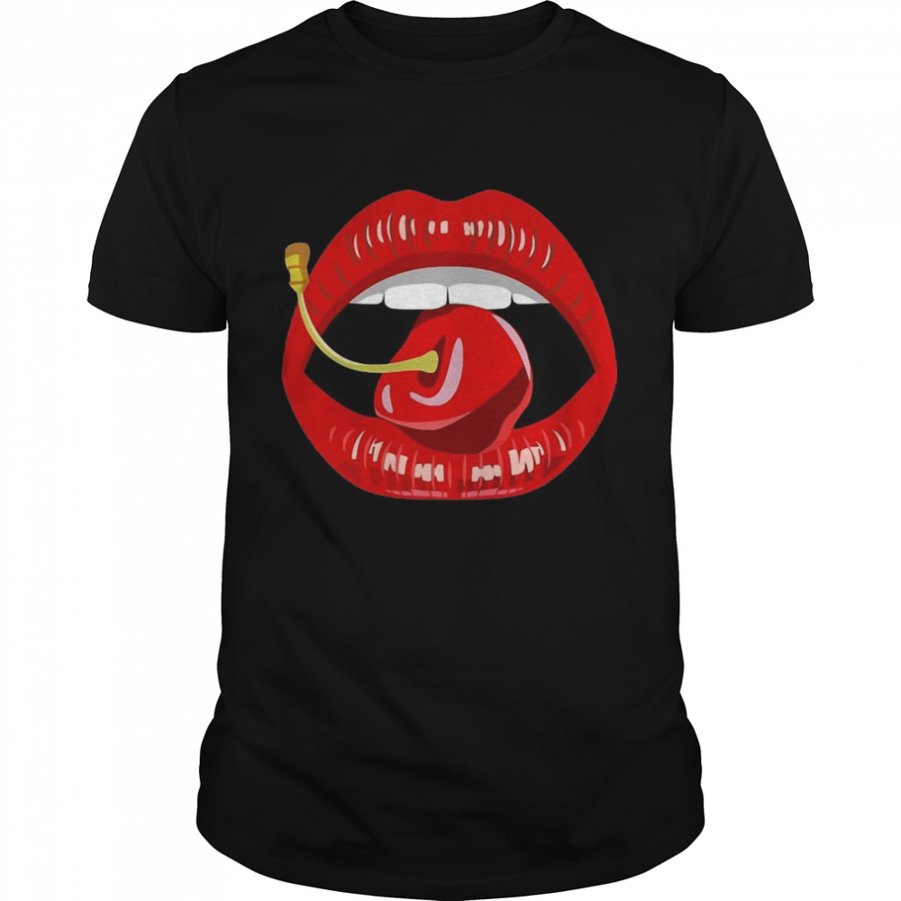 Red Lips Biting Cherry T-shirt