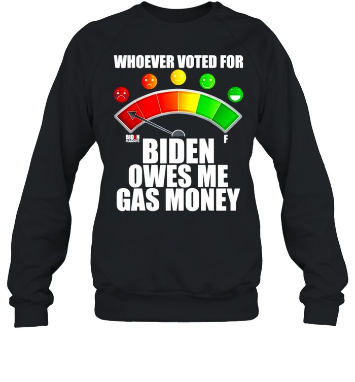 Whoever voted for Biden owes me gas money shirt Unisex Sweatshirt