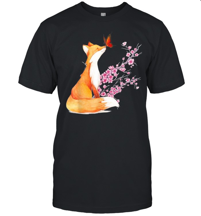 Japanese Fox Cherry blossom Flower sakura trees Kawaii shirt