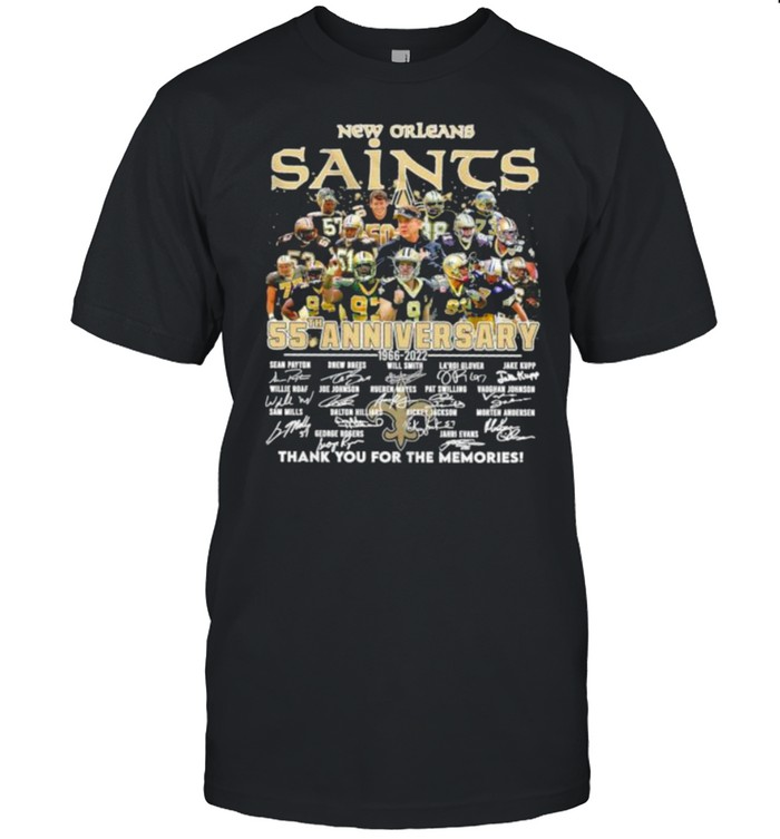 New Orleans Saints 55th anniversary 1966 2022 thank you for the memories signatures shirt