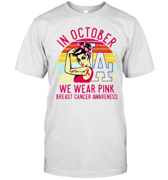 Dodgers in october we wear pink Breast Cancer shirt
