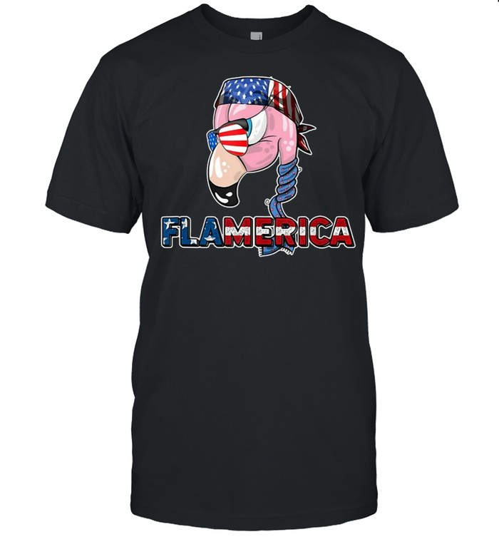 Flamerica Flamingo American Flag T-shirt