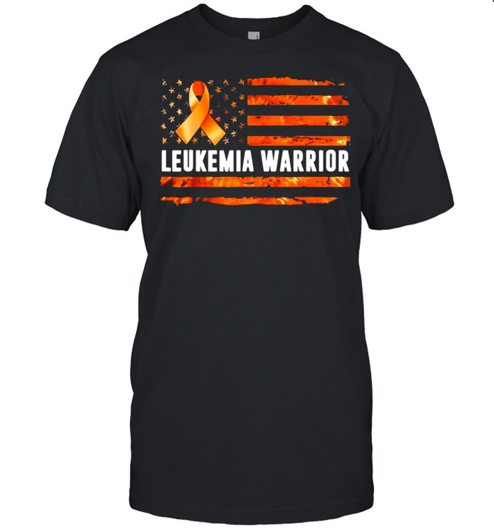 Leukemia Warrior Leukemia Cancer Awareness Orange Us Flag Shirt