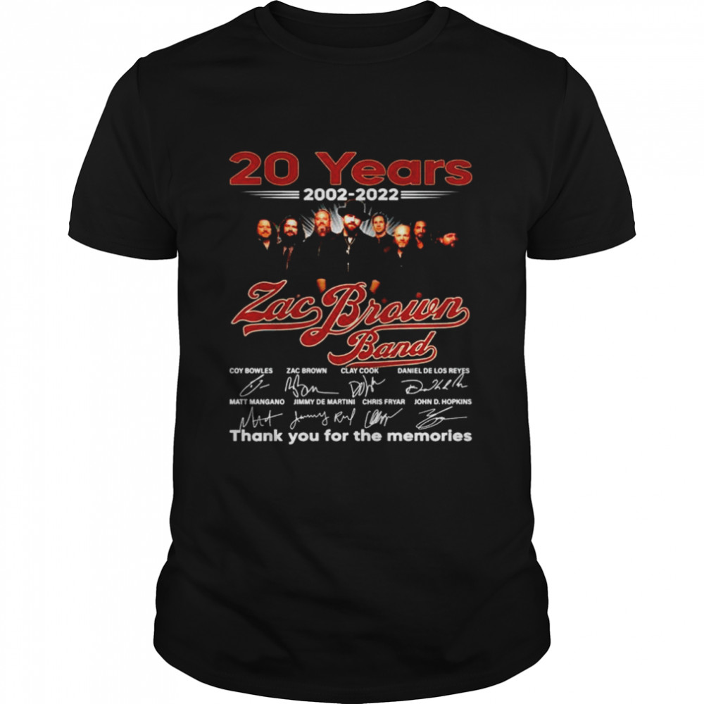 20 years 2002 2022 Zac Brown thank you for the memories shirt