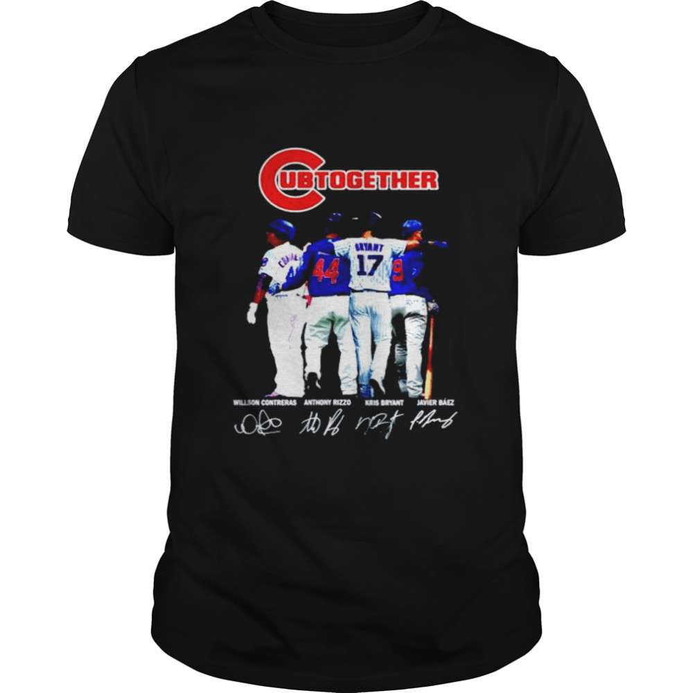 Cub together Contreras Rizzo Bryant and Baez signatures shirt