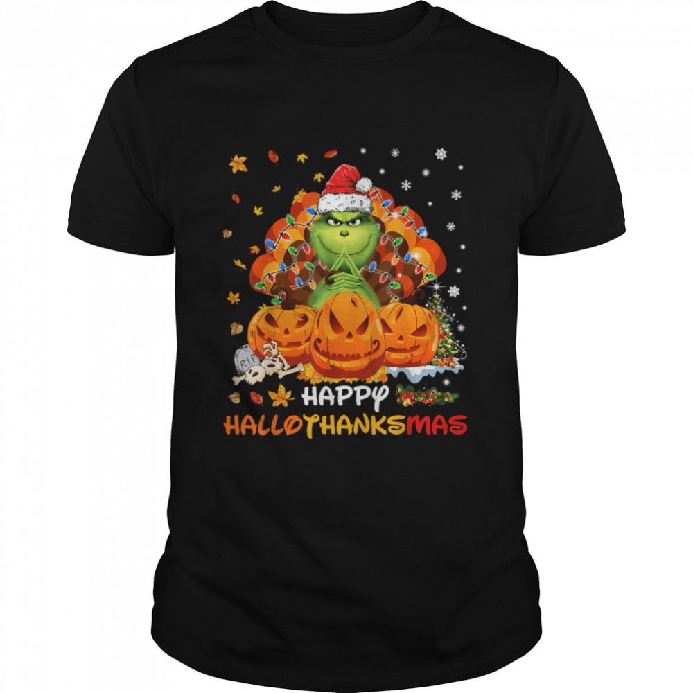 Happy Hallothanksmas Grinch and Merry Christmas Fall shirt