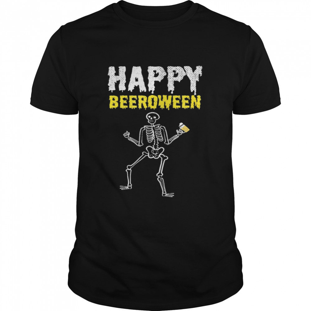 Beeroween Happy Halloween Skull Zombie Beer Lover Skeleton shirt
