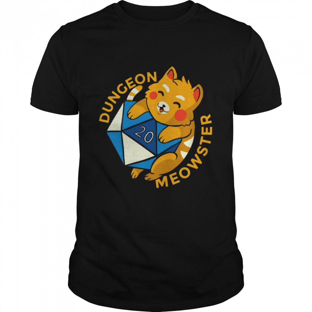 Dungeon Meowster Nerdy Gamer Cat D20 RPG shirt