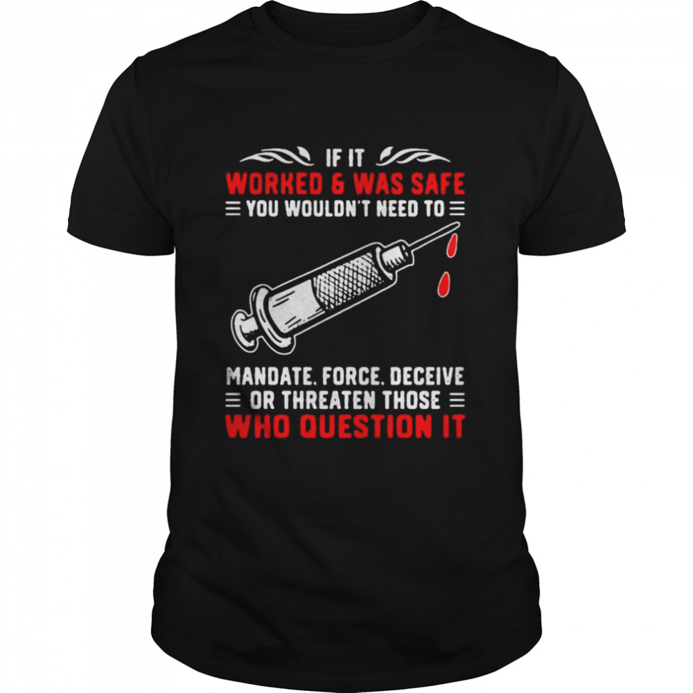 If It Worked And Be Safe You Wouldn’t Need To Mandate Force Deceive T-shirt