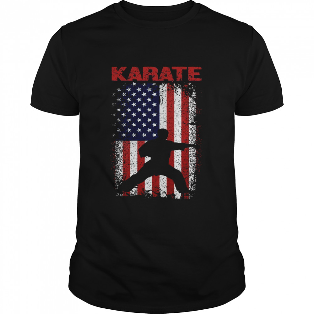 Karate Sport, USA Retro Amerikanische Flagge, Japanische Langarmshirt Shirt