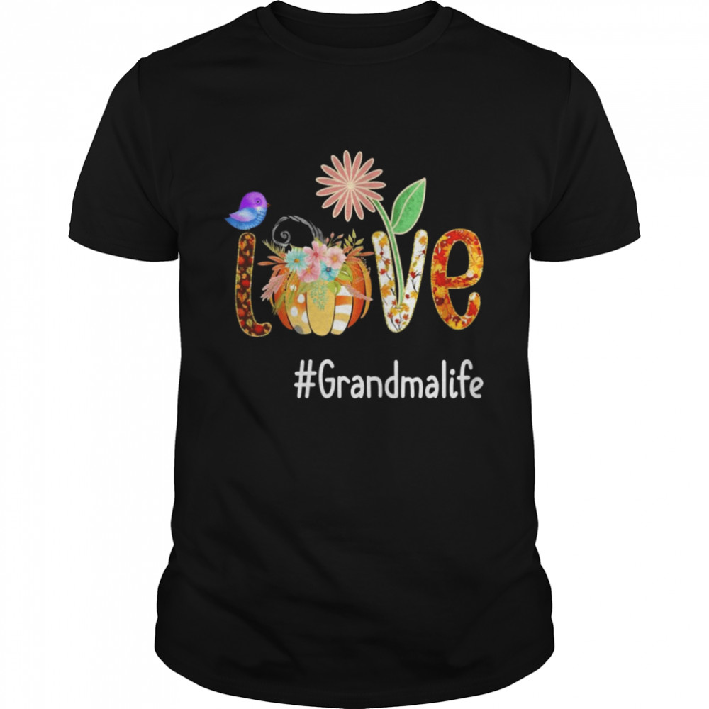 Love flower pumpkin art Grandma flower bird grandma shirt