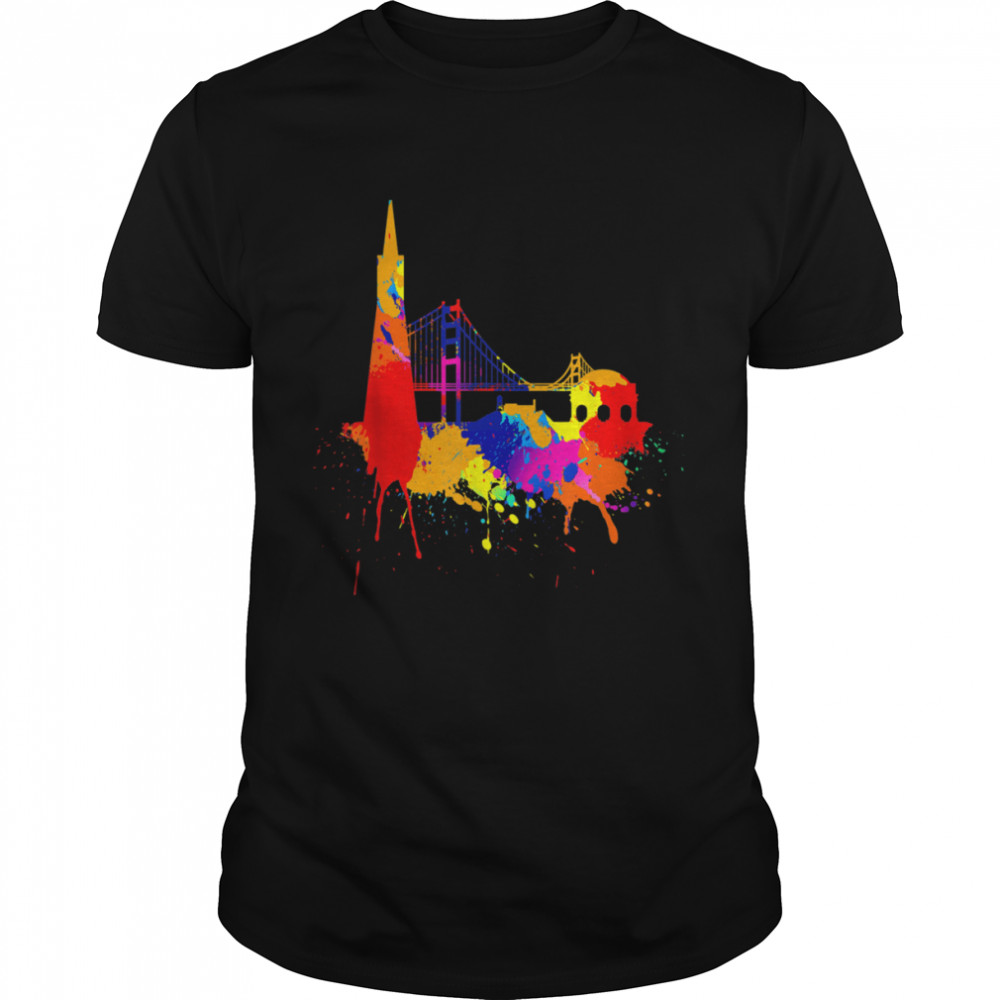 San Francisco Skyline Colored Painting Art I Love California Shirt