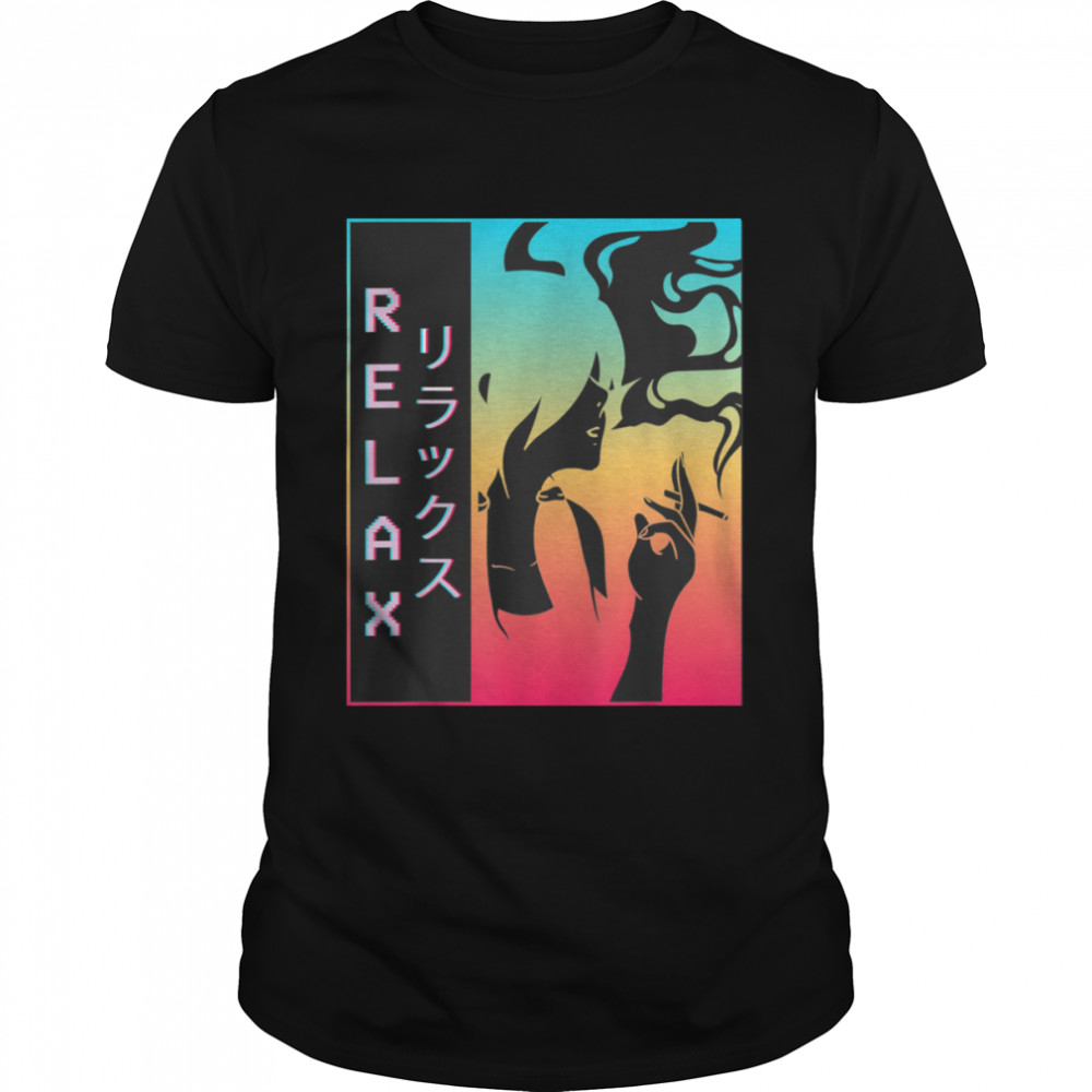 Vaporwave Aesthetic Sad Anime Girl Relax Waifu Harajuku Lofi Shirt