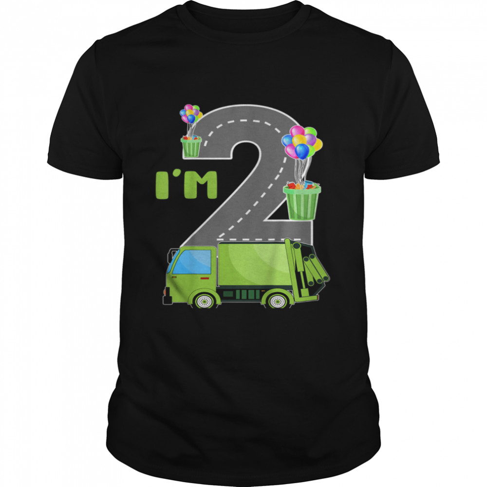 Youth I’m Two 2 Years Old 2nd Birthday Garbage Truck Birthday Boy Shirt