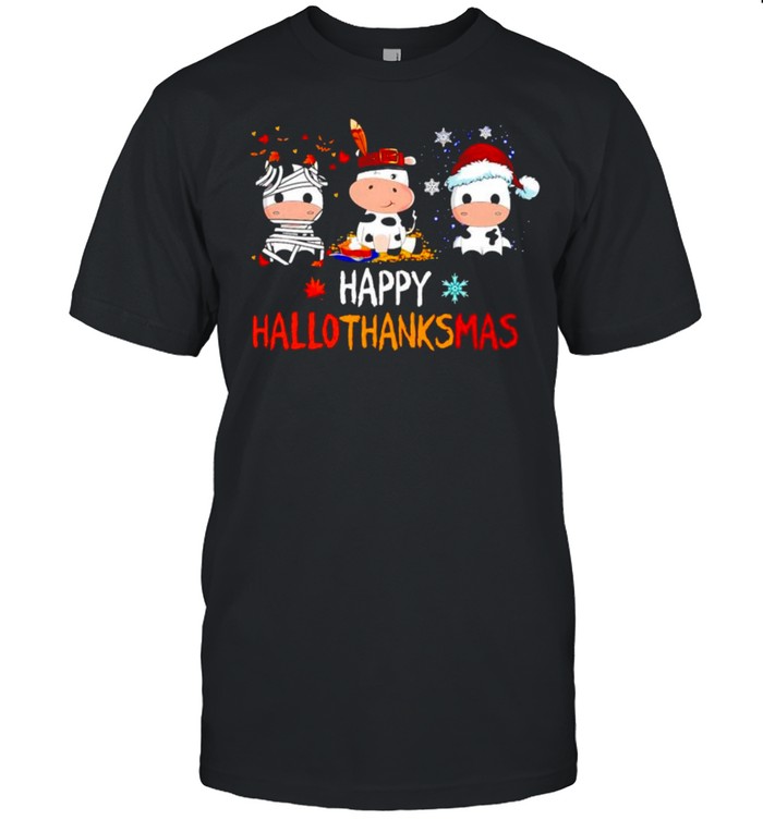 Dairy Cow happy Hallothanksmas Halloween Thanksgiving Christmas shirt