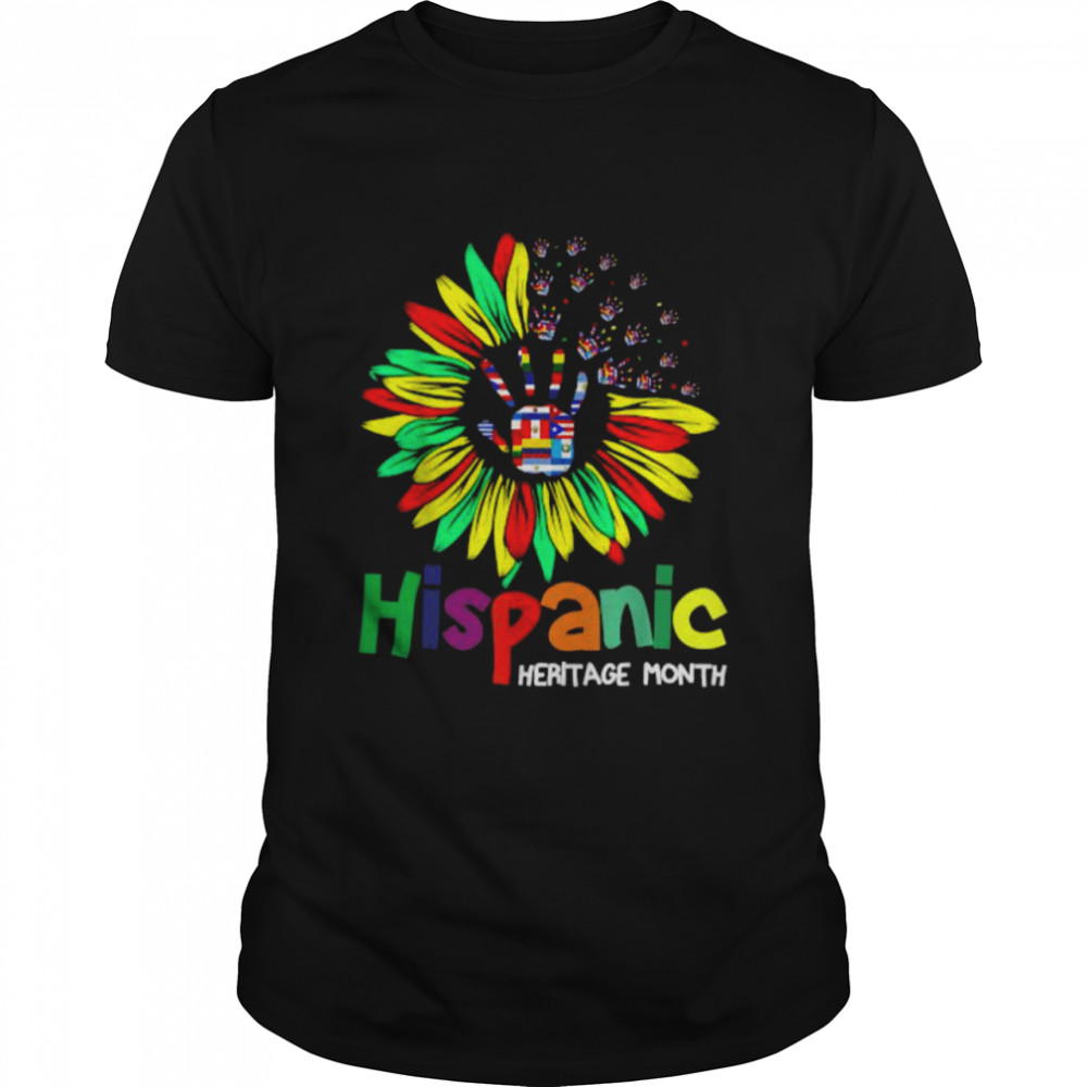 Hispanic Heritage Month Latino Countries Flag Sunflower T-Shirt