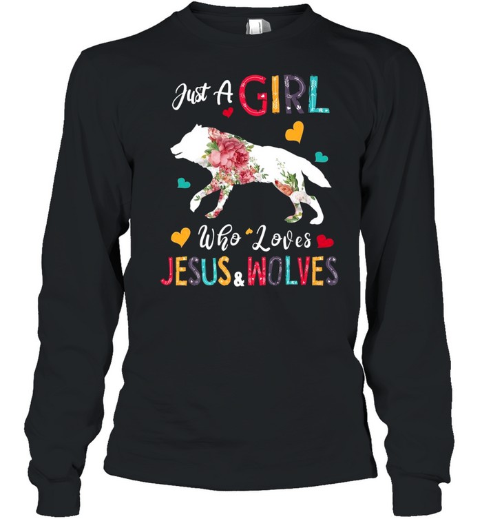 Just a Girl Who Loves Jesus And Wolves Costume Christian  Long Sleeved T-shirt