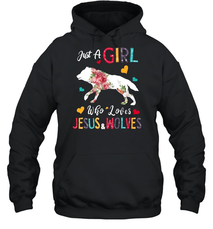 Just a Girl Who Loves Jesus And Wolves Costume Christian  Unisex Hoodie