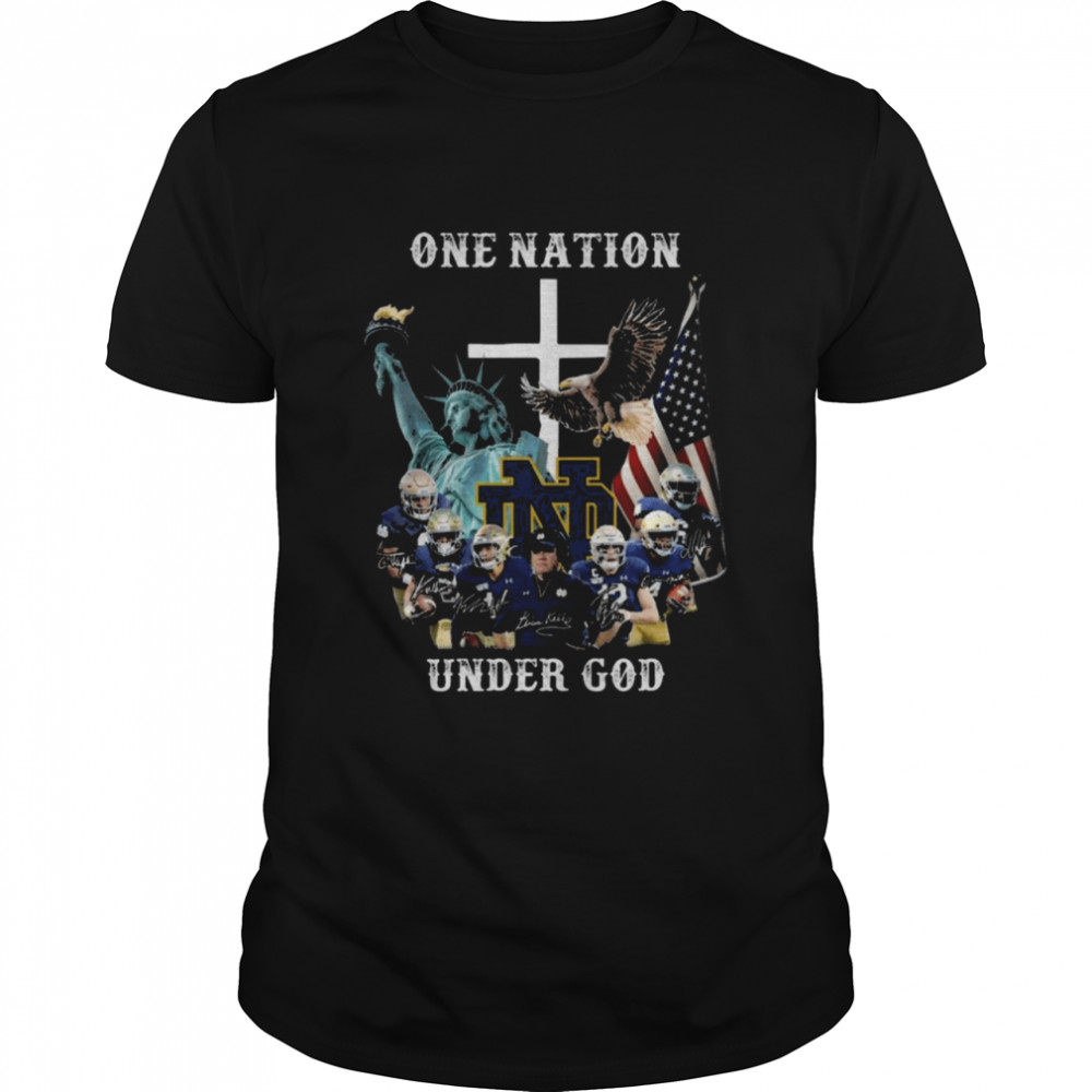 Notre Dame Fighting Irish football one nation under god signatures shirt