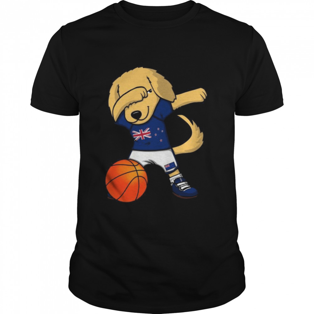 Dabbing Golden Retriever New Zealand Basketball Fans Jersey Shirt