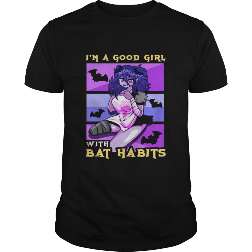 Goth Fun Anime Gothic Style I’m A Good Girl With Bat Habits  Classic Men's T-shirt