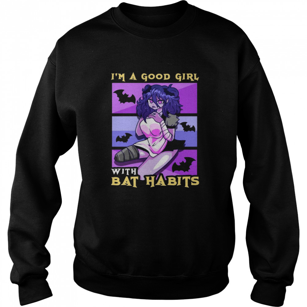 Goth Fun Anime Gothic Style I’m A Good Girl With Bat Habits  Unisex Sweatshirt
