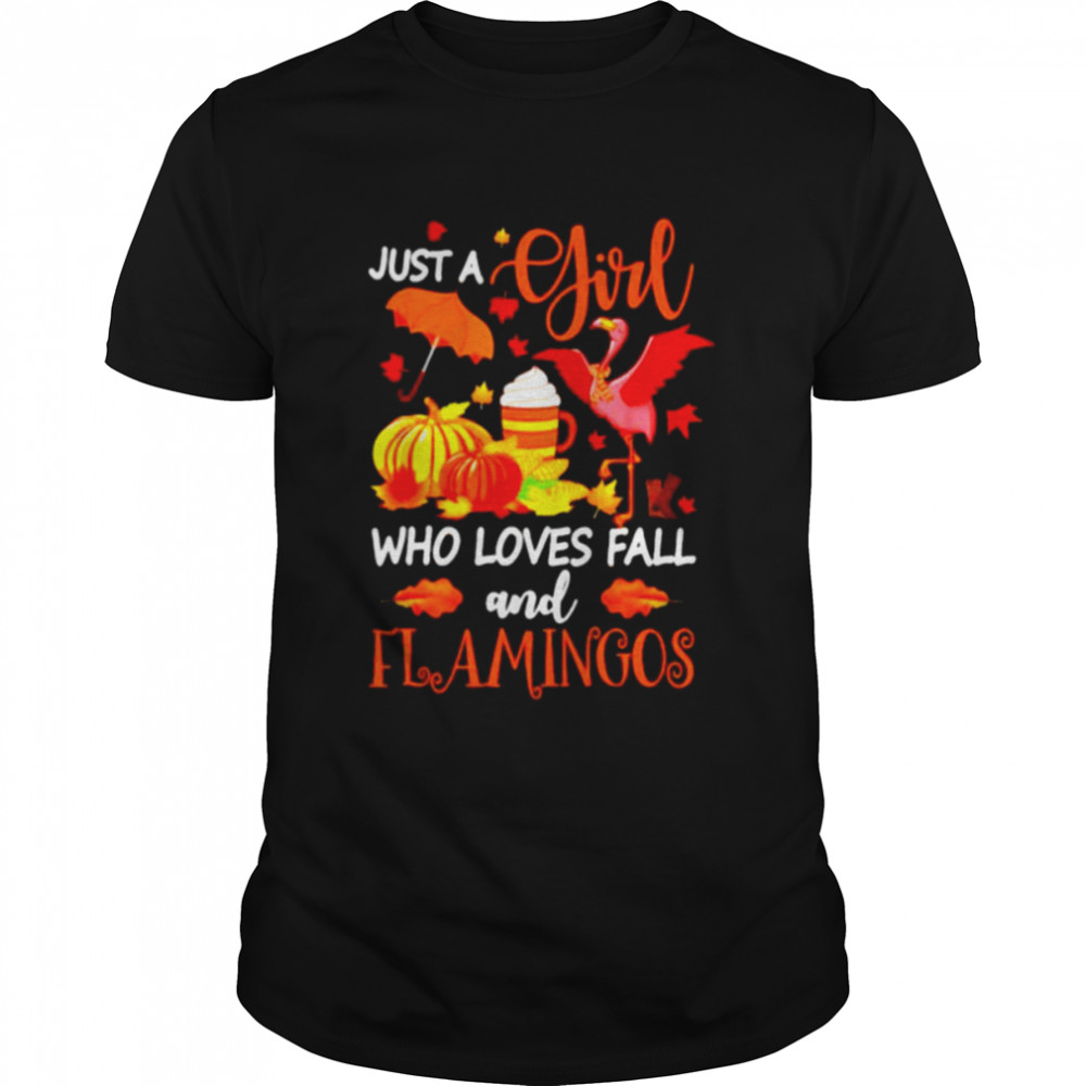 Just a girl who loves fall and flamingos shirt