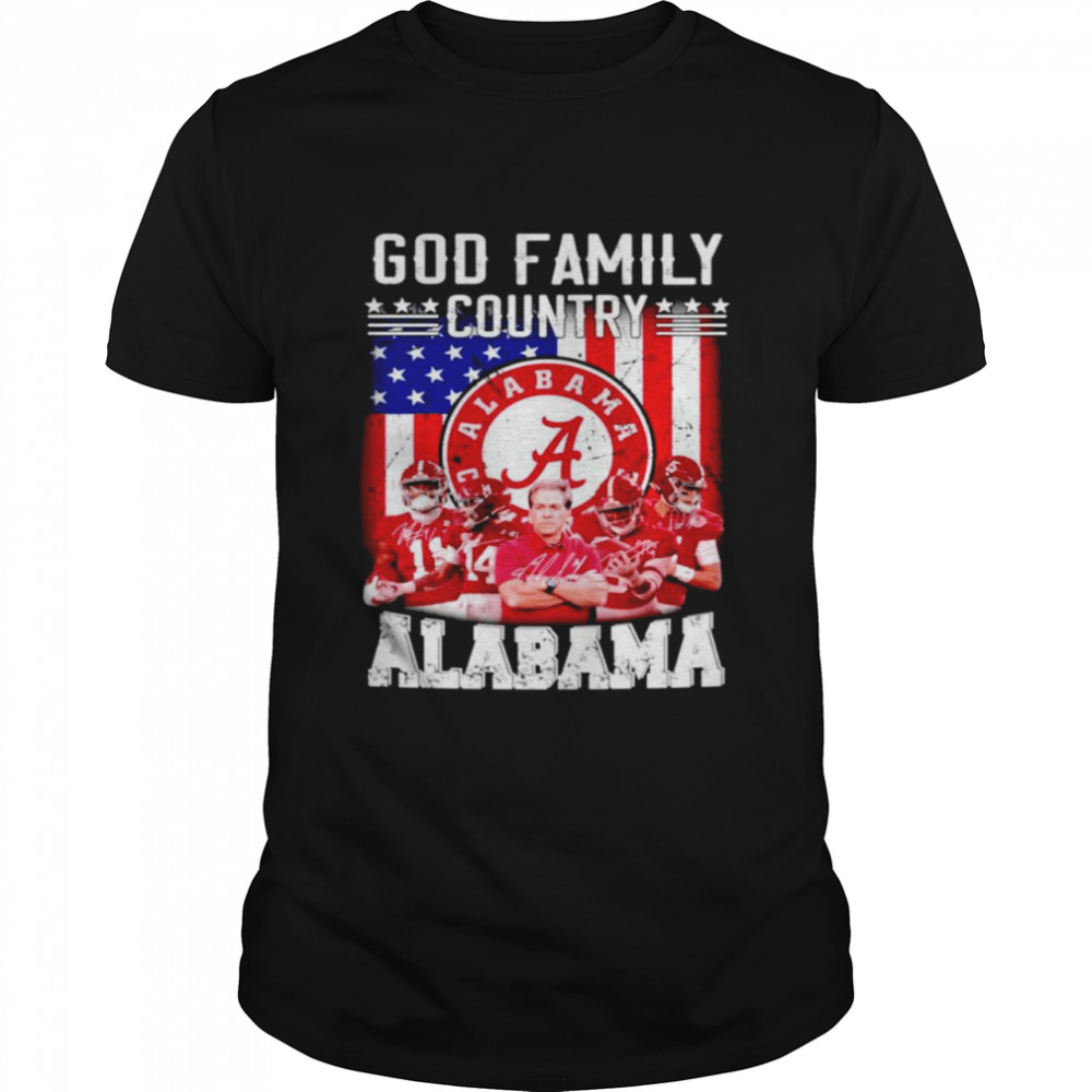 Men’s God family country Alabama Crimson Tide signatures shirt