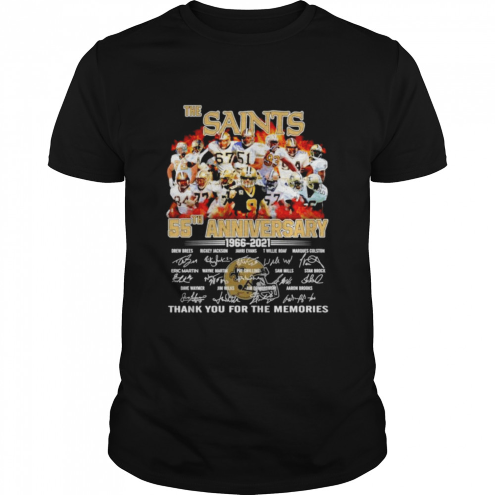 New Orleans Saints 55th anniversary 1966-2021 signature thank you for the memories shirt