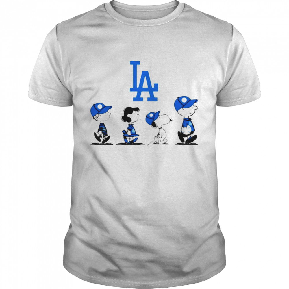 Peanuts Characters Los Angeles Dodgers Baseball team t-shirt