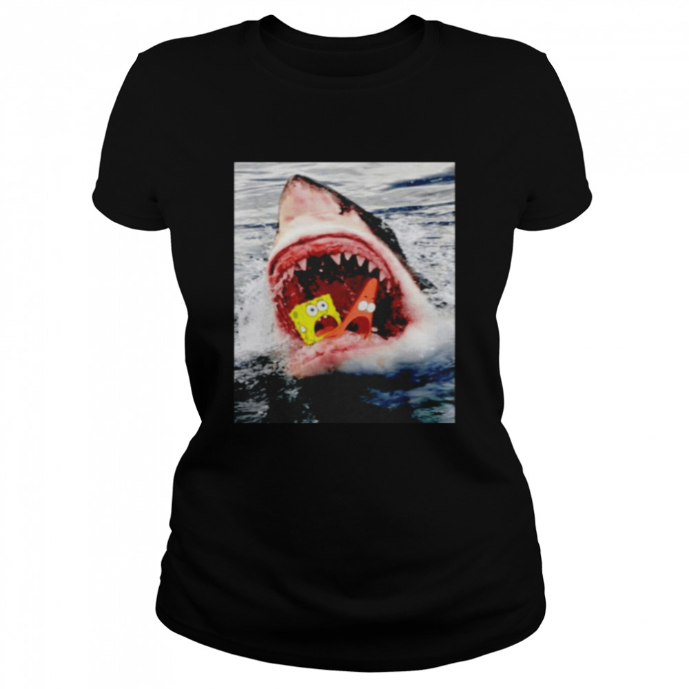 Spongebob squarepants shark attack shirt Classic Women's T-shirt