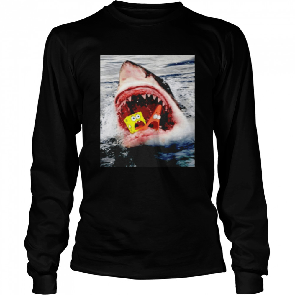 Spongebob squarepants shark attack shirt Long Sleeved T-shirt