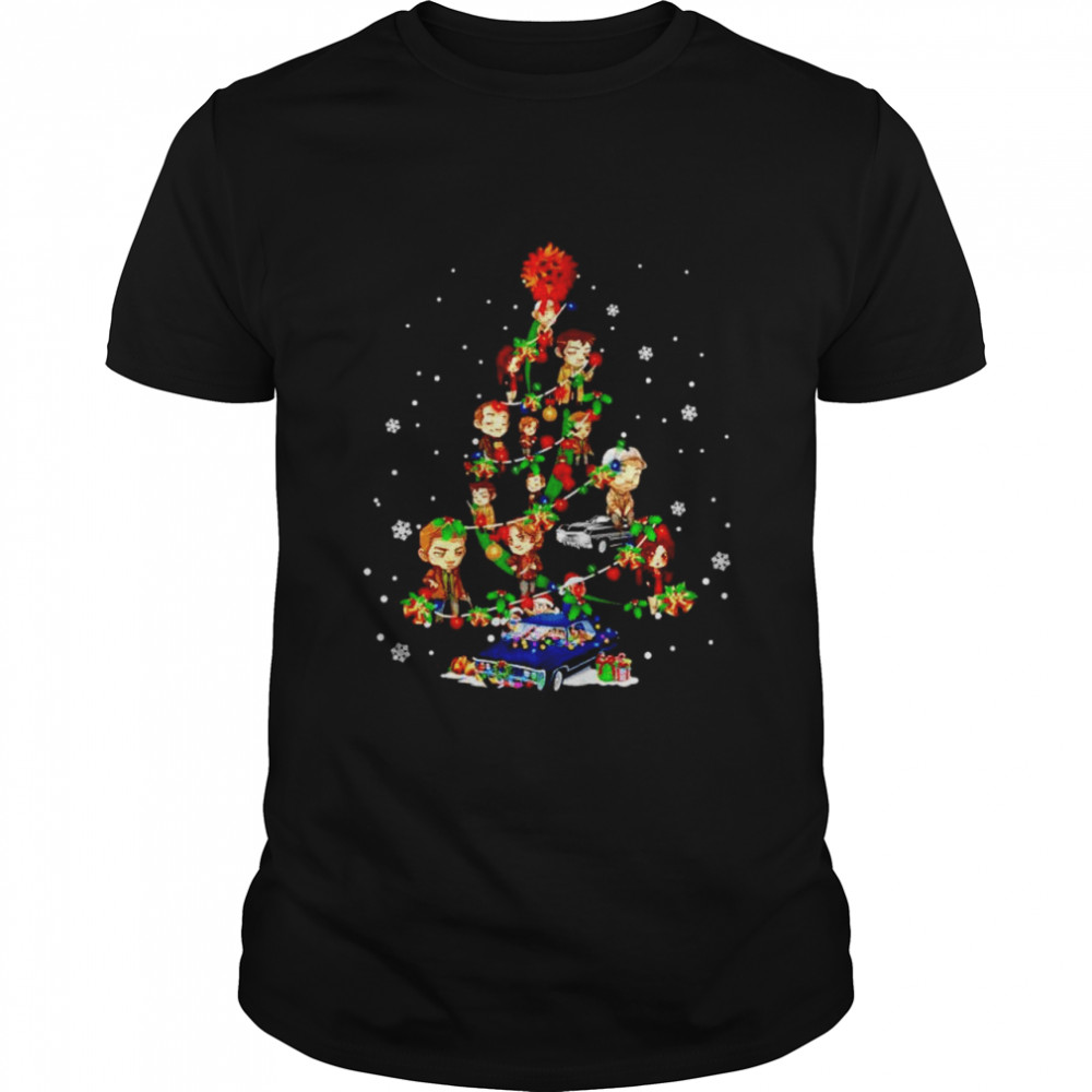 Supernatural characters chibi on Christmas tree shirt