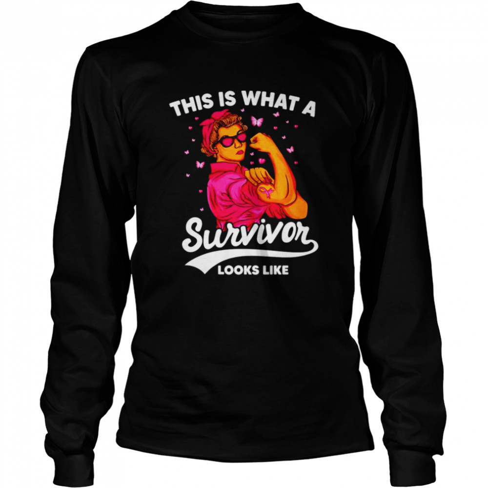 Breast Cancer women this is what a survivor looks me shirt Long Sleeved T-shirt