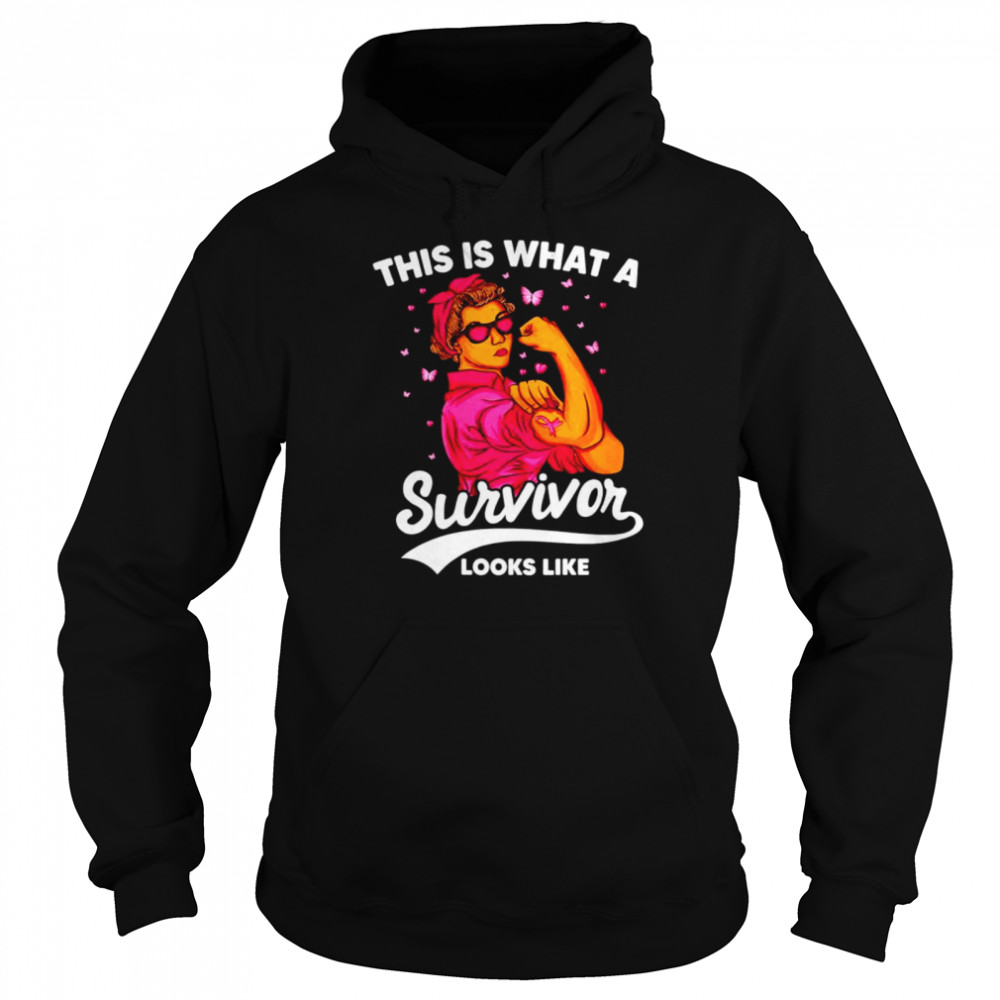 Breast Cancer women this is what a survivor looks me shirt Unisex Hoodie