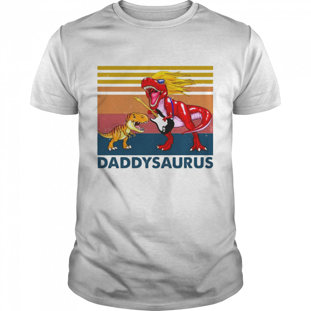 Daddysaurus Dinosaur Guitar Vintage T-shirt