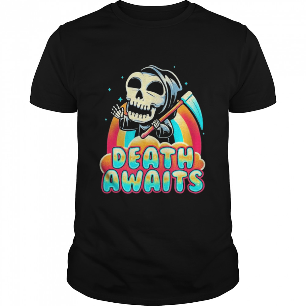 Death Awaits Reaper Halloween shirt