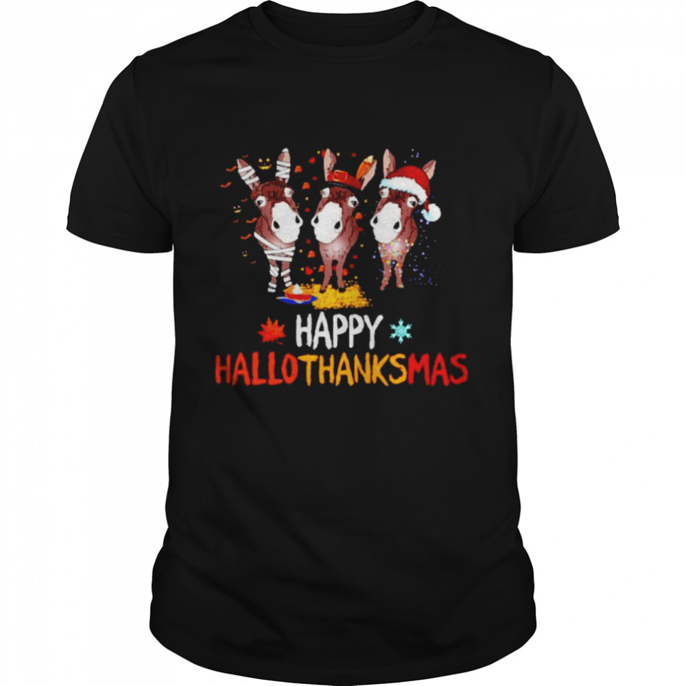 Donkeys happy Hallothanksmas Halloween Thanksgiving Christmas shirt Classic Men's T-shirt