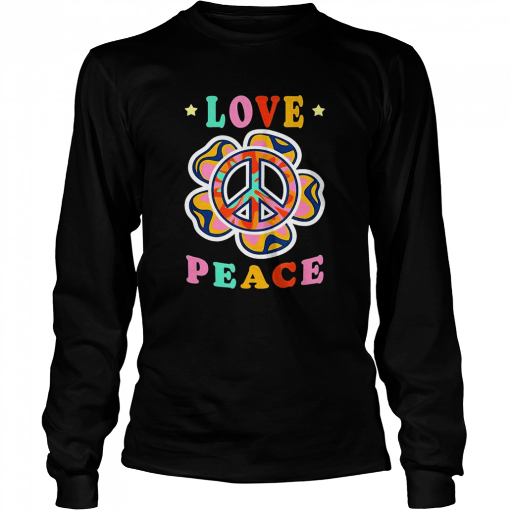 Flower Love Peace Hippie Costume 60s 70s shirt Long Sleeved T-shirt